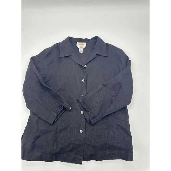 Talbots Women’s Linen Shirt Button Down Collared Sz 6 Long Sleeves Black - Picture 5 of 6
